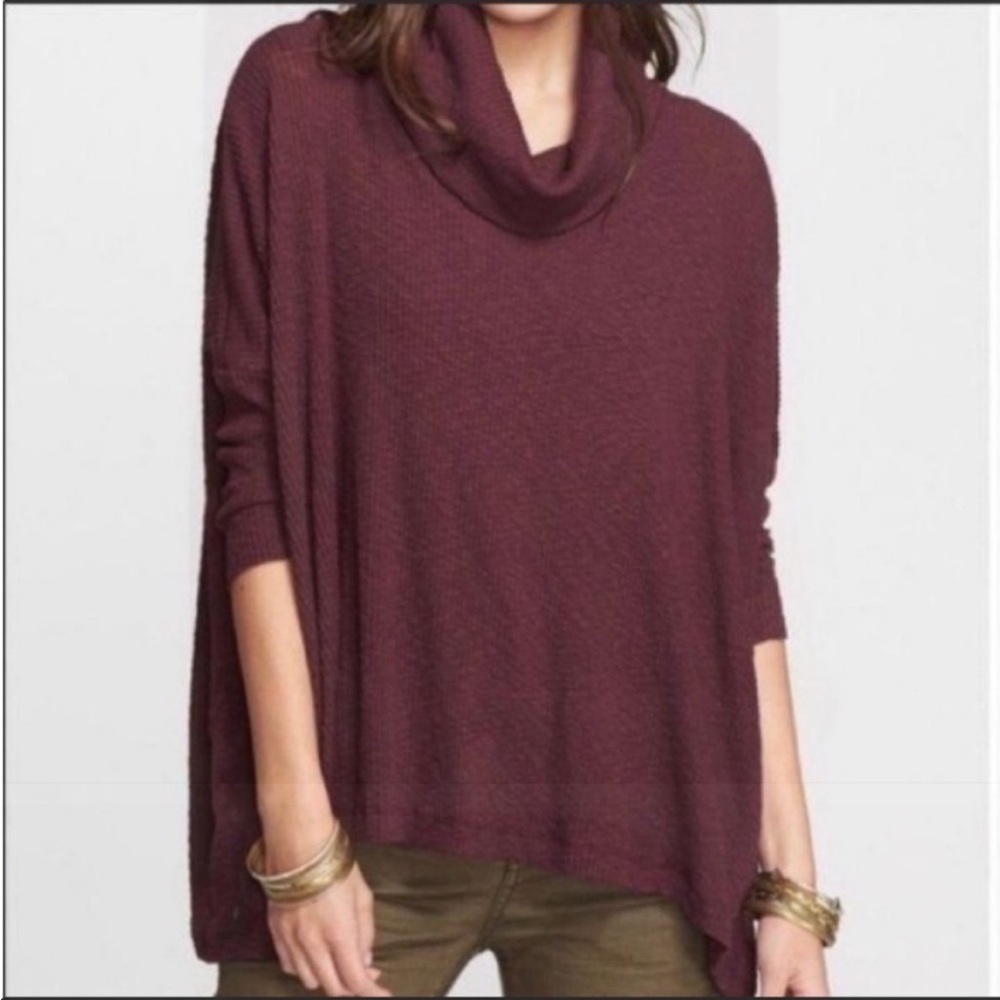 Free People Cowl Neck Open Back Sweater Top
